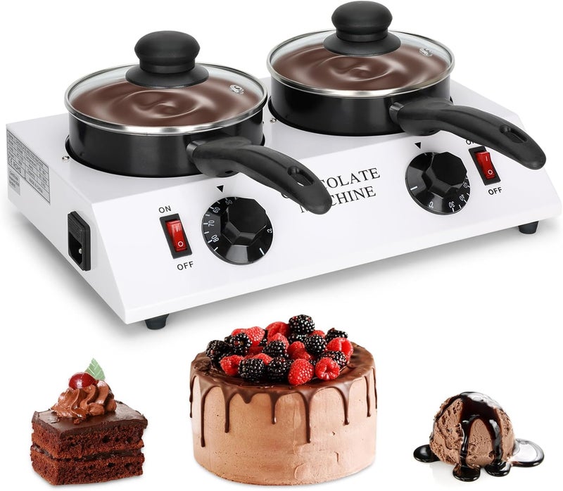 Magula Chocolate Melting Machine Electric Heating Chocolate Tempering Machine Melting Pot Fast and Even Melting Ideal Create for Chocolate,Candy,Butter Making Warming Coffee Milk Wine (Double) - Image 1